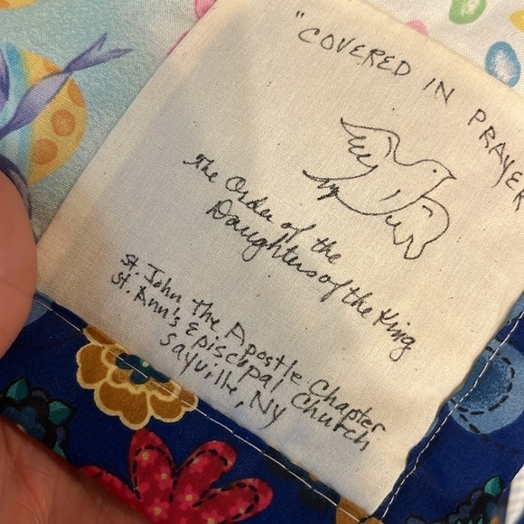 Handmade Prayer Quilt Made by Nuns Floral Easter Prints 33” x 33” Lap Blanket - Picture 6 of 9